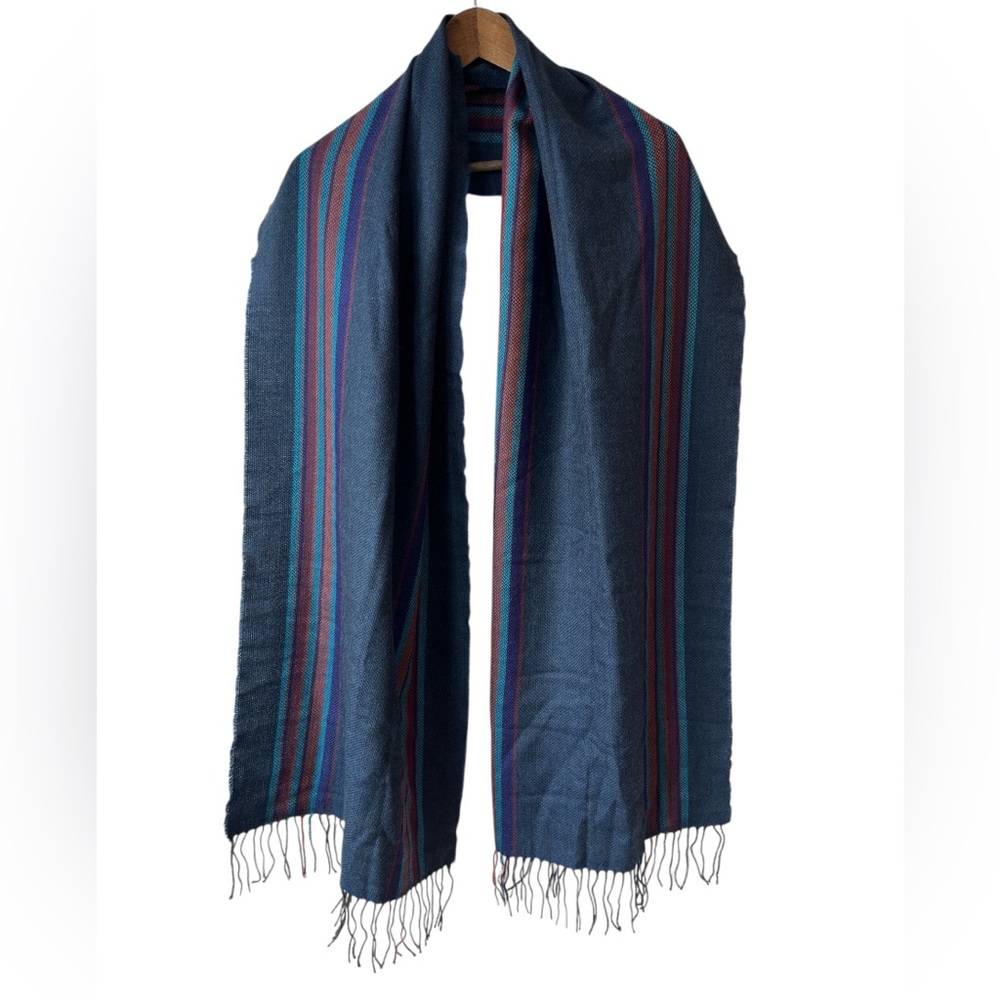 John Hanly Men’s 100% Extra Fine Merino Wool Striped Scarf